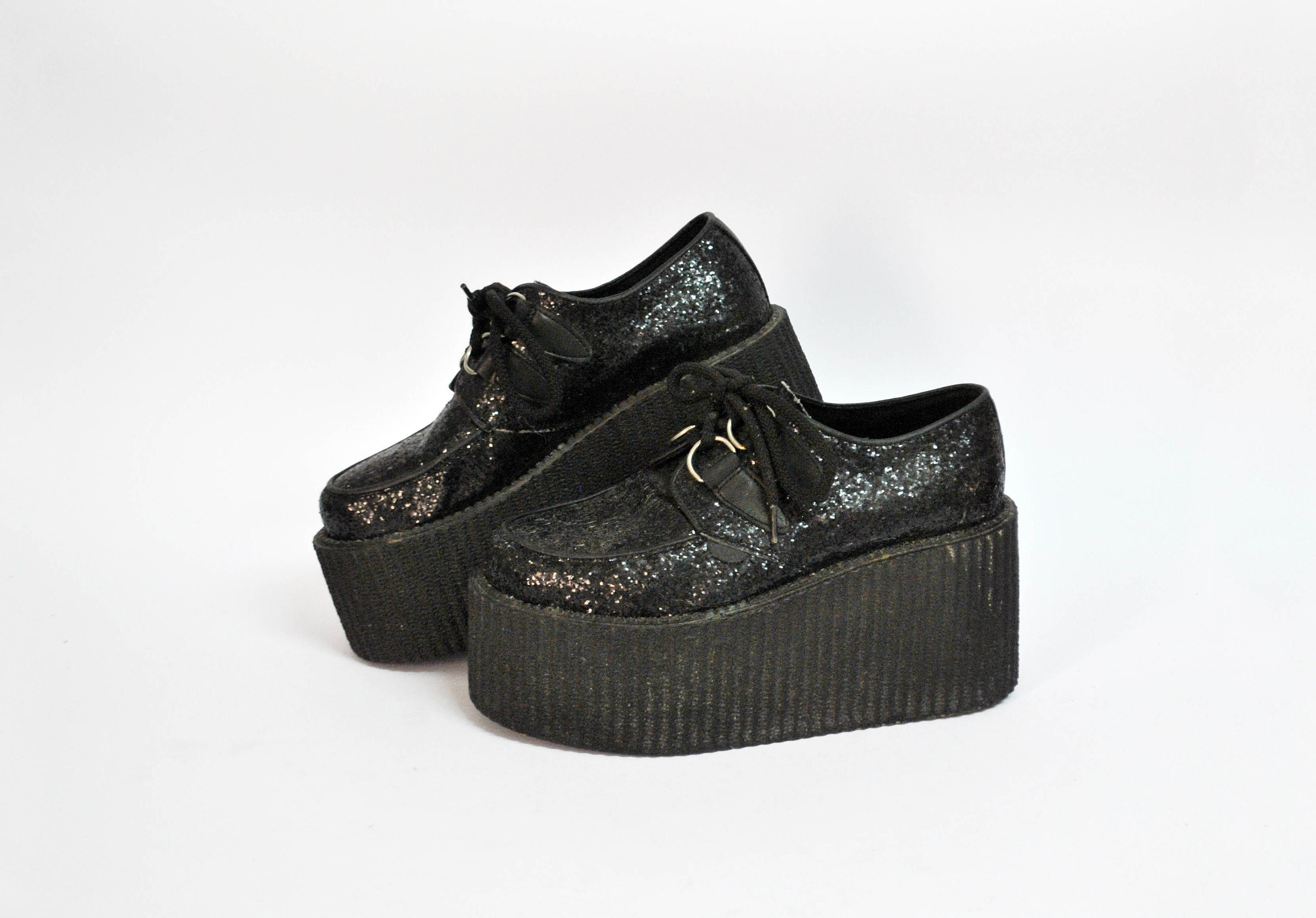 Demonia Creepers 202 Ladies Goth Punk Rockabilly Creeper Black Fur Suede  Shoes