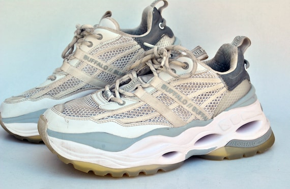 buffalo platform shoes chunky sneakers y2k gray w… - image 2