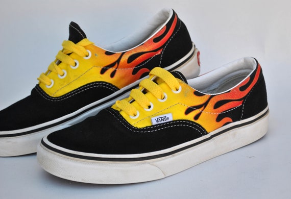 vans flame shoes canvas goth rock shoes tie sneak… - image 2