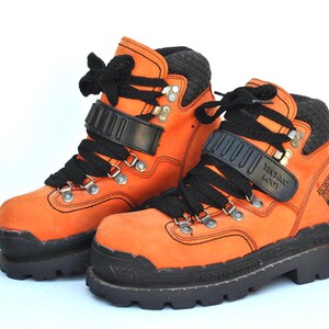 Vintage Orange Hiking Boots • Chunky Mountaineering Boots • 90s Gorpcore Footwear • Retro Outdoor Platforms • Unisex size eu 40 uk 7 us 9 image 2