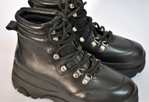 black platform hiking boots