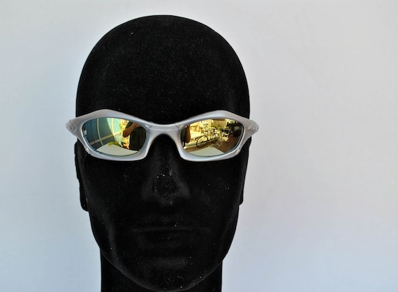 Y2k matrix rave sunglasses silver round sun glasse