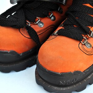 Vintage Orange Hiking Boots • Chunky Mountaineering Boots • 90s Gorpcore Footwear • Retro Outdoor Platforms • Unisex size eu 40 uk 7 us 9 image 9