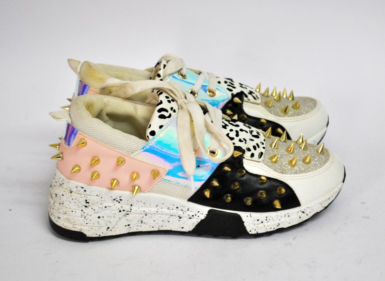 Chunky Studded Sneakers – Platåskor med statementmönster – Retro Streetwear Sneakers – Unisex Modeskor Storlek EU 40 UK 7 US 9 bild 5