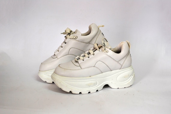 Womens white leather platform best sale sneakers