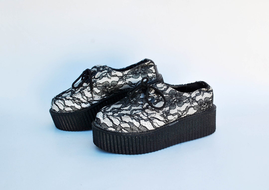 Platform Creepers Demonia Shoes Womens Platforms Black Leather Etsy