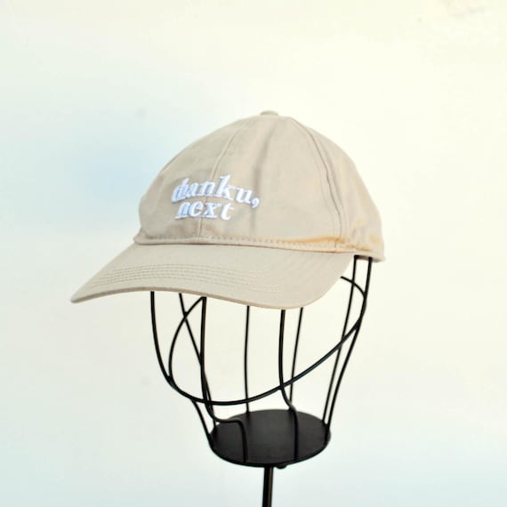 Beige Beige Dad Hat with Embroidered Text – Minimal Aesthetic Baseball Cap – Neutral Unisex Hat – Casual Everyday Cap thank you next
