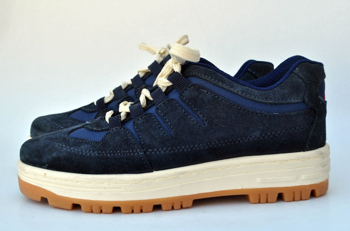 vintage Blue chunky sneakers womens shoes Caterpillar shoes size eu 38 uk 5 us 7 work boots Walking Hiking low tops combat sneakers shoes, foto 3 di 5