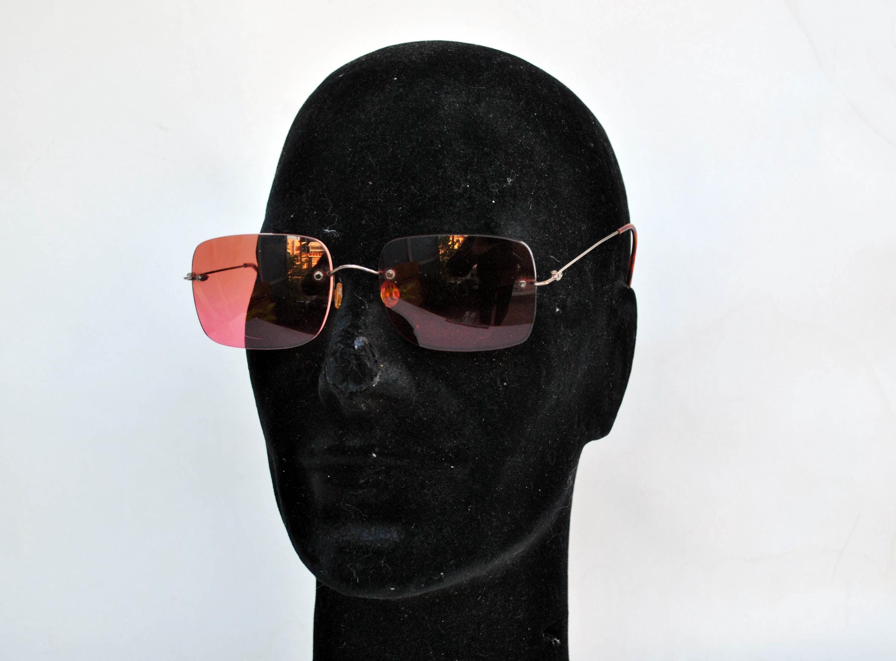 Rimless Red Sunglasses | Y2K Minimal Glasses | Vintage Style  display picture 1