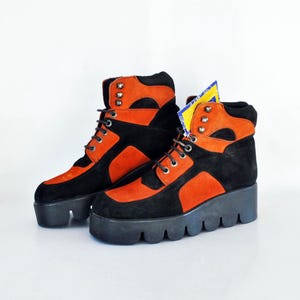 black platform shoes orange clothing sneakers size eu 39 uk 6 us 8 platforms 90s platforms buffalo boots vintage womens platform black shoes