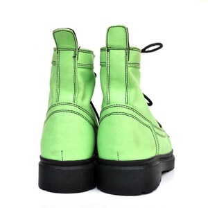 Neongroene enkellaarzen – dikke gevechtslaarzen met veters – retro statement schoenen maat 38 / 7 afbeelding 6