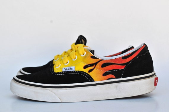 vans flame shoes canvas goth rock shoes tie sneak… - image 3