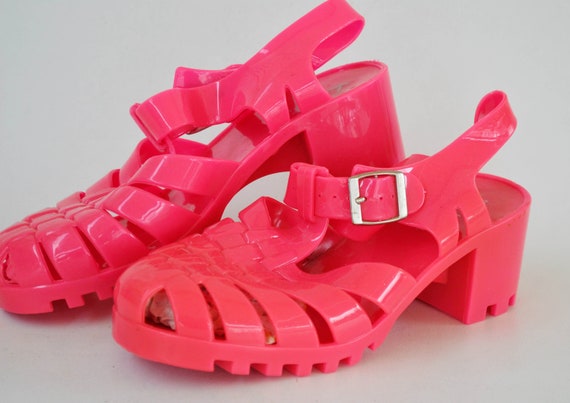 Gel Shoes Plastic Hot Pink Rubber Shoes Jelly Shoes 90s Sandals
