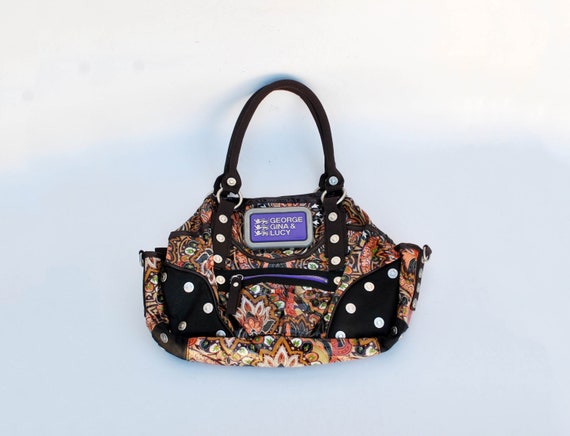 Braune Umhangetasche Gina lucy funky tasche fur frauen rechteckige tasche mittelgroBe tasche vegan boho vinyl runde runde tasche Etsy