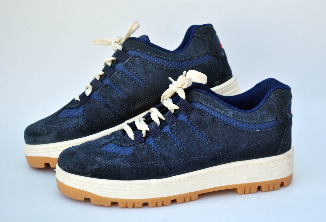 vintage Blue chunky sneakers womens shoes Caterpillar shoes size eu 38 uk 5 us 7 work boots Walking Hiking low tops combat sneakers shoes, foto 2 di 5