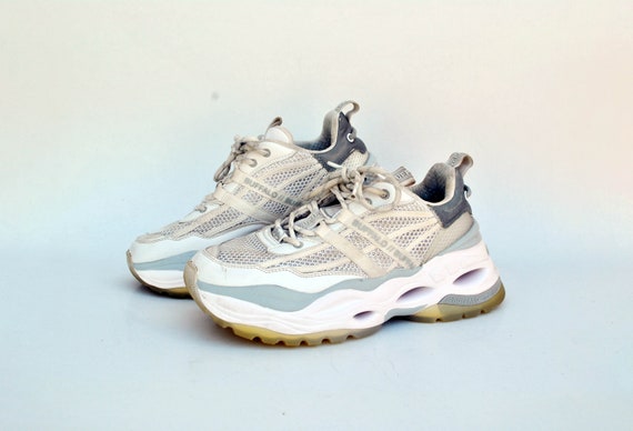 buffalo platform shoes chunky sneakers y2k gray w… - image 1