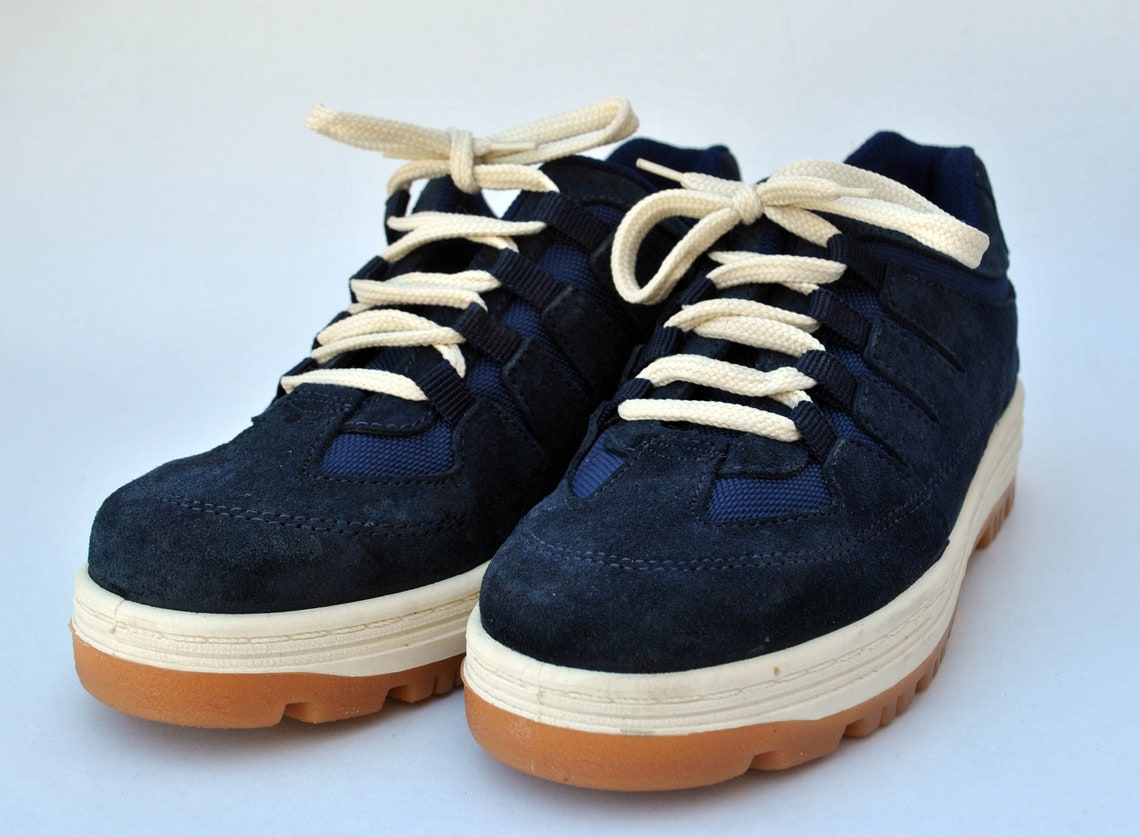 vintage Blue chunky sneakers womens shoes Caterpillar shoes size eu 38 uk 5 us 7 work boots Walking Hiking low tops combat sneakers shoes, foto 4 di 5