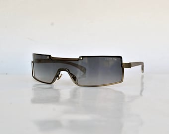 occhiali da sole aviatore maschera occhiali da sole sfumati lenti nere unisex futuristico hipster vintage retrò occhiali club unisex quadrato italiano