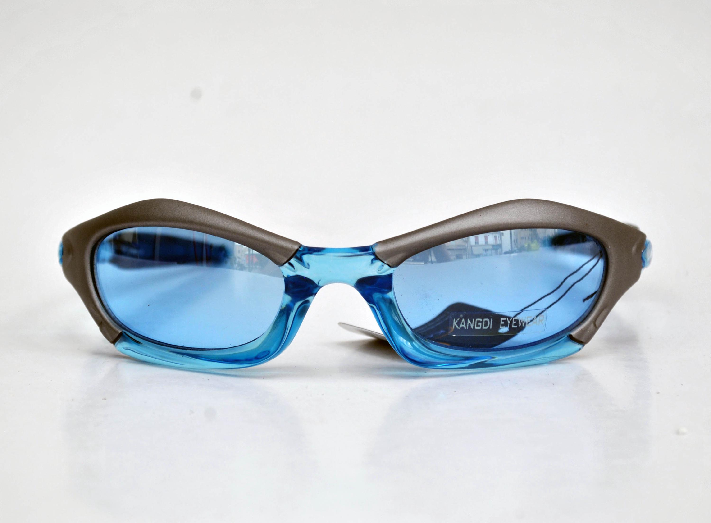 Y2K Anarchy Eyewear Supreme Sunglasses Blue Grey Wrap Around Y2K Sport Shades Y2K Wrap Around Fashion Sunglasses Silver Oval Shades Sports  main image 2