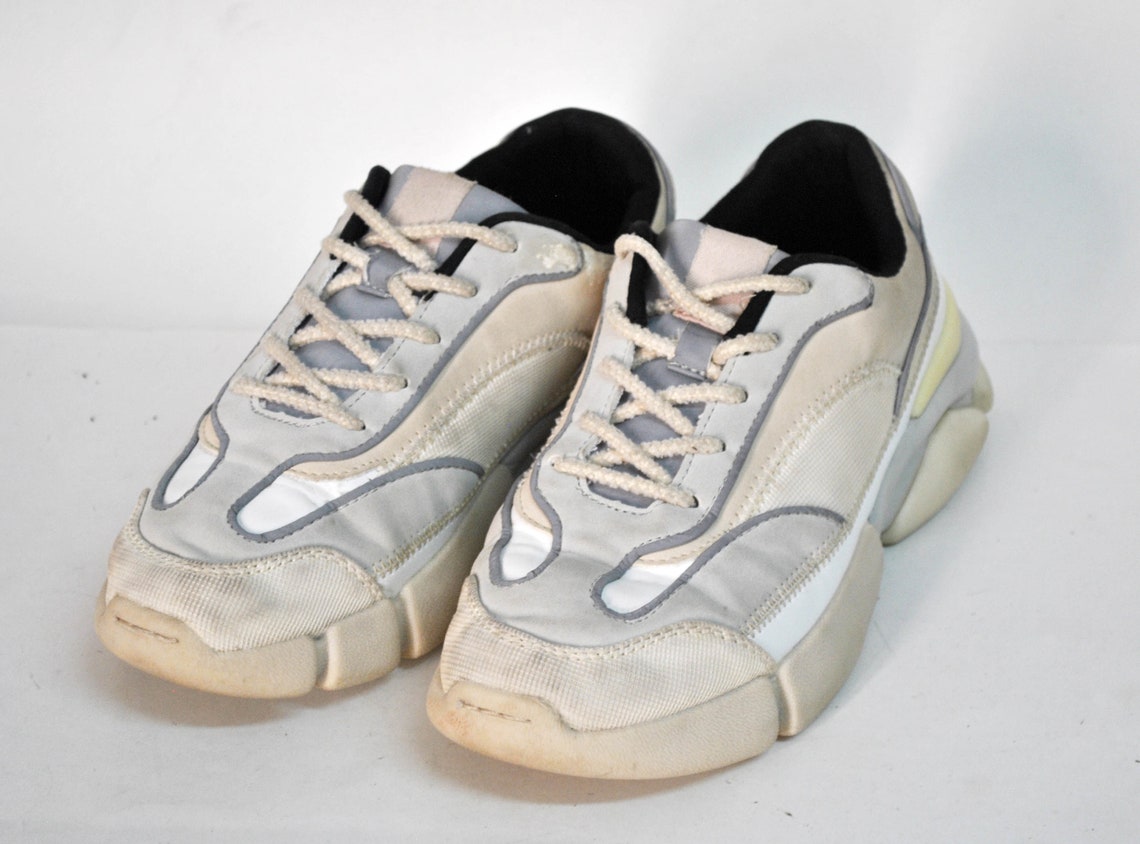 chunky sneakers vintage womens shoes size EU 37 uk 4 us 6 y2k beige Comfortable Work combat dad shoes low tops summer sport womens platforms, foto 3 di 5