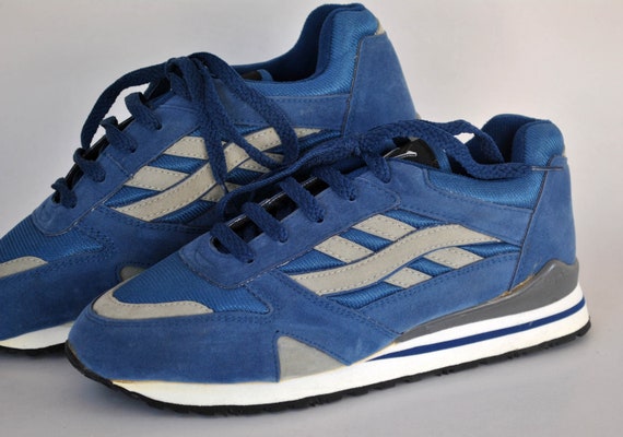Blue Sport Shoes Vintage Sneakers Size 40 Us 9 Uk 7 Retro Athletic Comfortable Shoes 90s Style Runners Foam Rubber Sole Womens Shoes 80s Etsy