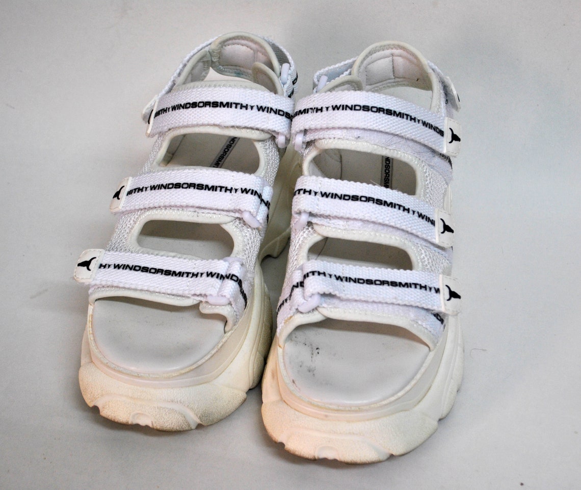 White strappy platform summer sandals chunky goth rock punk | Etsy