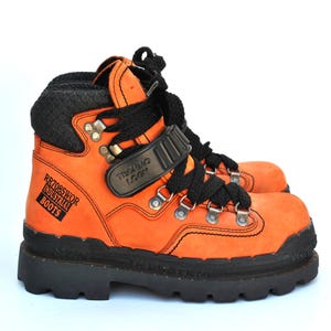 Vintage Orange Hiking Boots • Chunky Mountaineering Boots • 90s Gorpcore Footwear • Retro Outdoor Platforms • Unisex size eu 40 uk 7 us 9 image 4