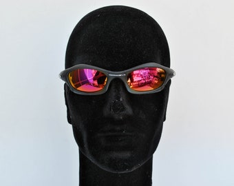 Y2k matrix rave sunglasses black gold round sun glasses vintage retro eye wear 90s mirror lens round alien y2k club unisex festival