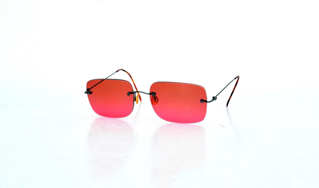 Rimless Red Sunglasses | Y2K Minimal Glasses | Vintage Style  display picture 1