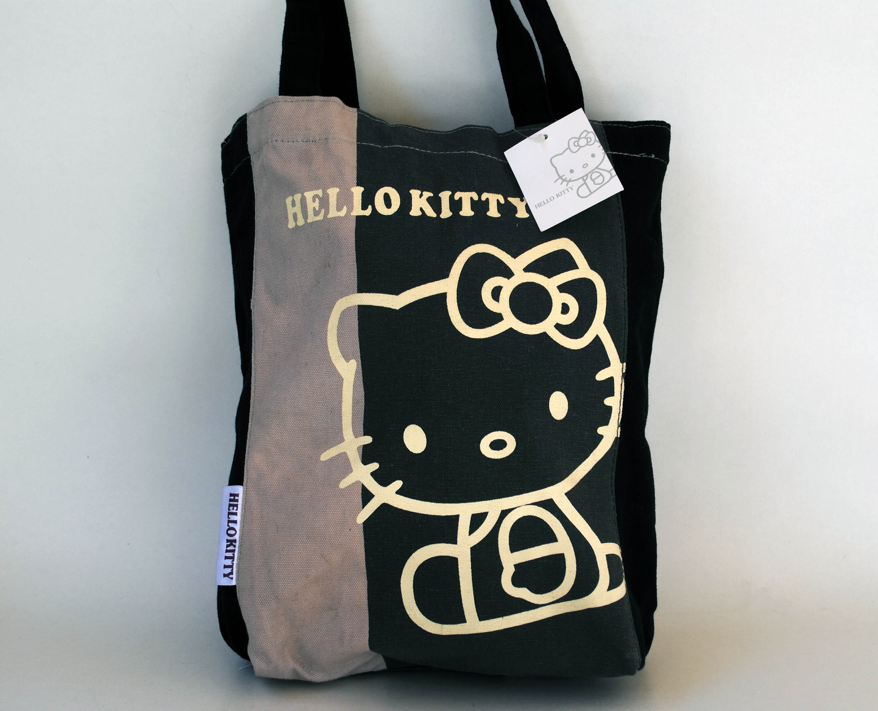 Hello Kitty Tote Bag unisex Baumwolltasche Einkaufstasche unisex Baumwolltasche Markttasche Strandtasche Retro 80er Vintage schwarz Cartoon Katze tote Etsy