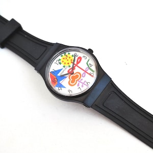 Rubber PVC Black wrist hippie unisex round 90s waterproof quartz mechanism retro vintage pop swatch hand wrist watch men women vegan