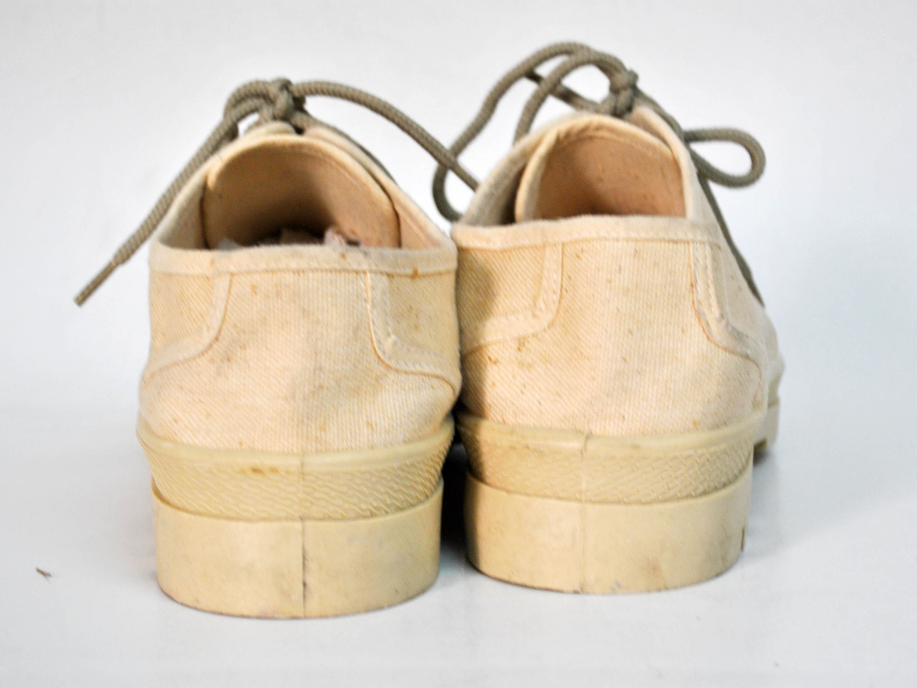 Beige Canvas Chunky Sneakers | Minimal Platform Lace up Shoes 