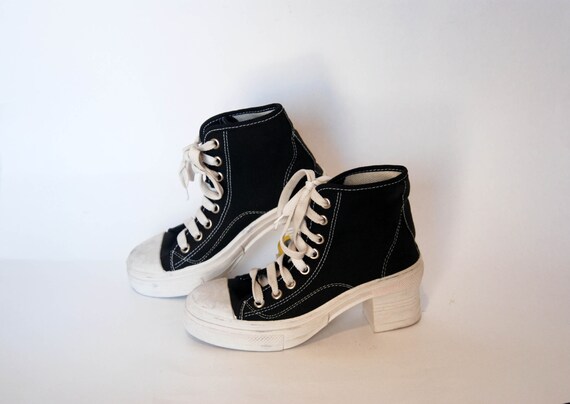 black platform trainers womens