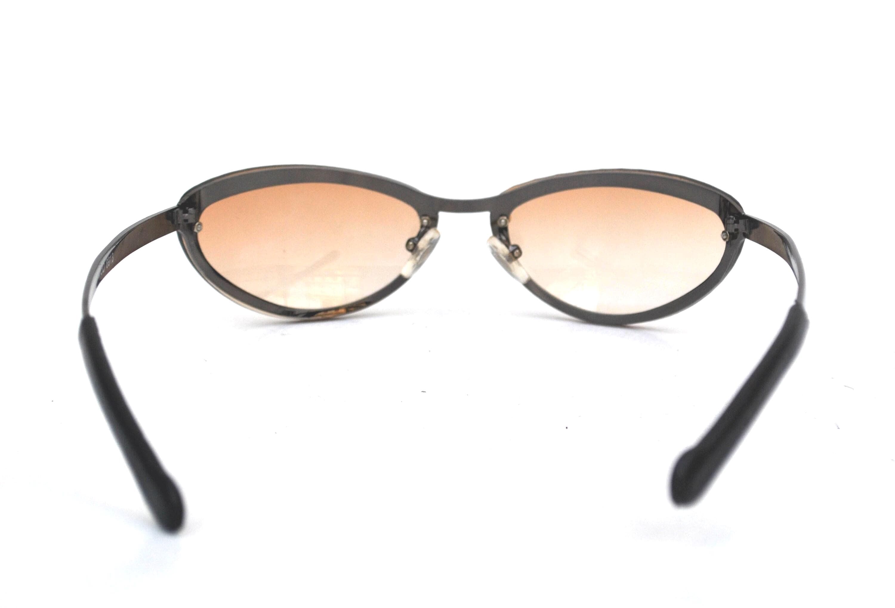 Y2K Oval Sunglasses Brown Gradient Lens | Minimal Retro  display picture 1