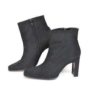 Black Heeled Ankle Boots – Classic Zip-Up Boots with Block Heel – Minimalist Elegant Footwear size eu 39 Uk 6 us 8 image 1