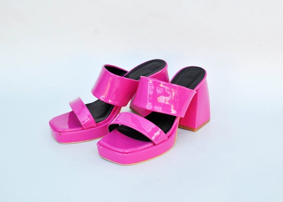 Pink platform summer shoes Fuchsia platforms y2k … - image 1