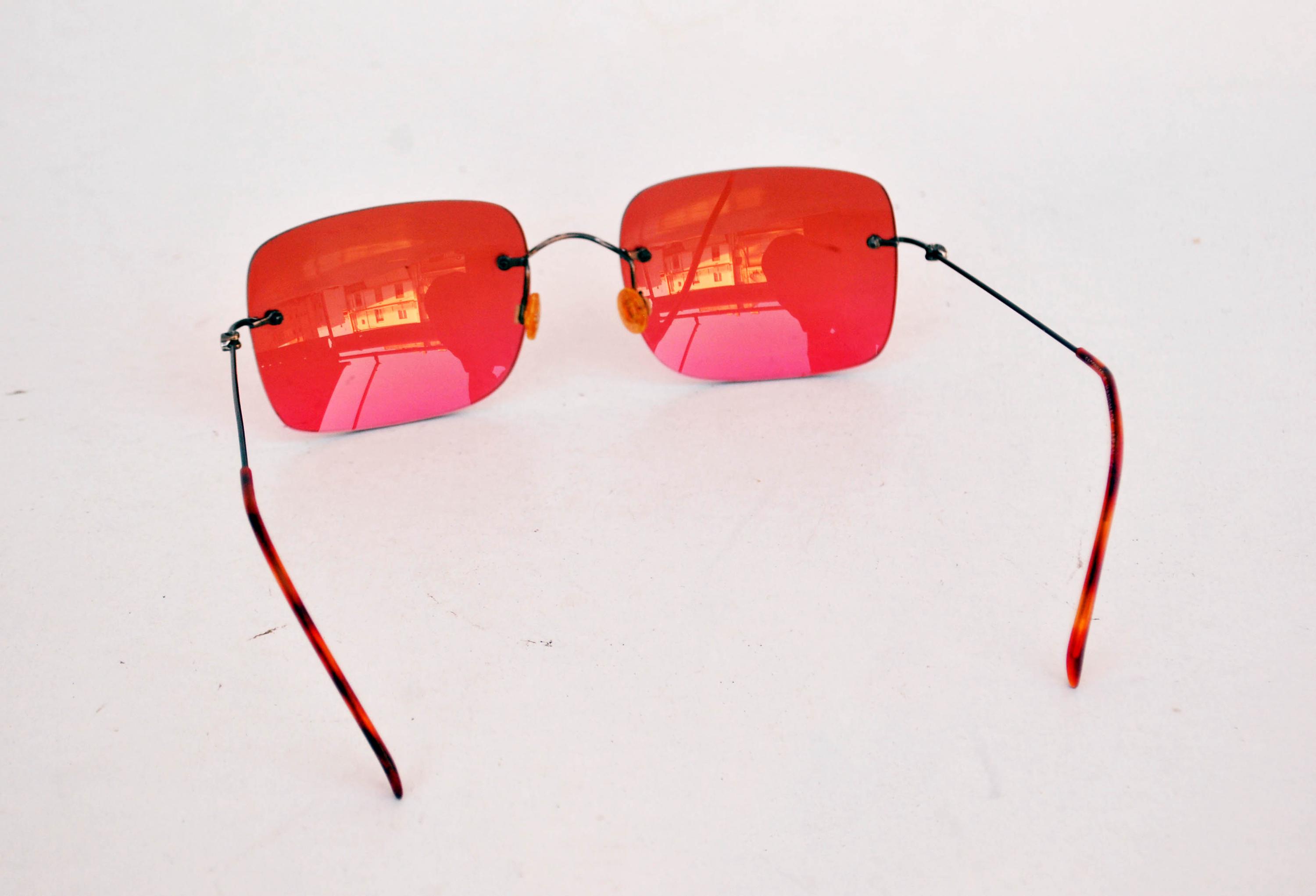 Rimless Red Sunglasses | Y2K Minimal Glasses | Vintage Style  display picture 2