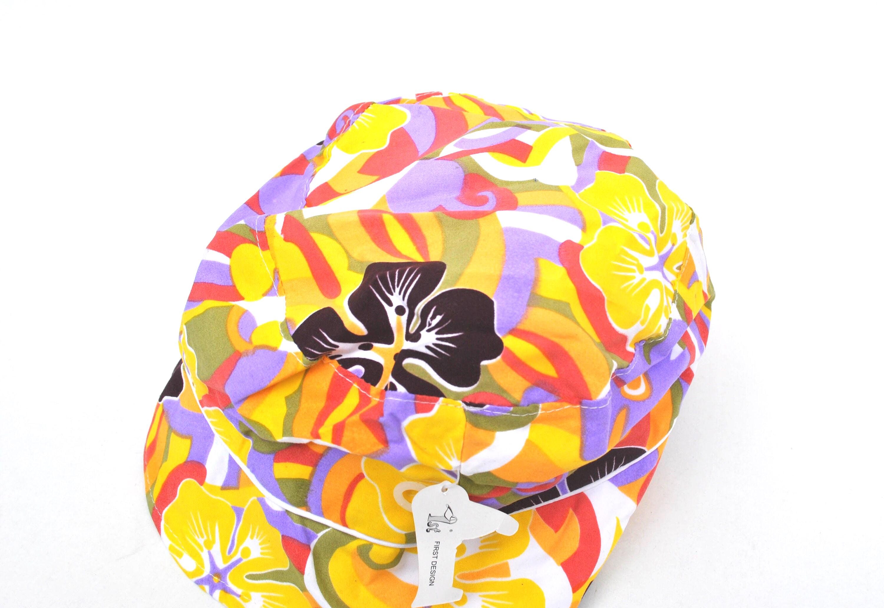 Vintage Sun Hat Made in Japan Psychedelic Floral Wide Brim Bucket Hat Multicolor Free Authority Outdoors Hiking Sun Hat, Breathable UV  main image 2