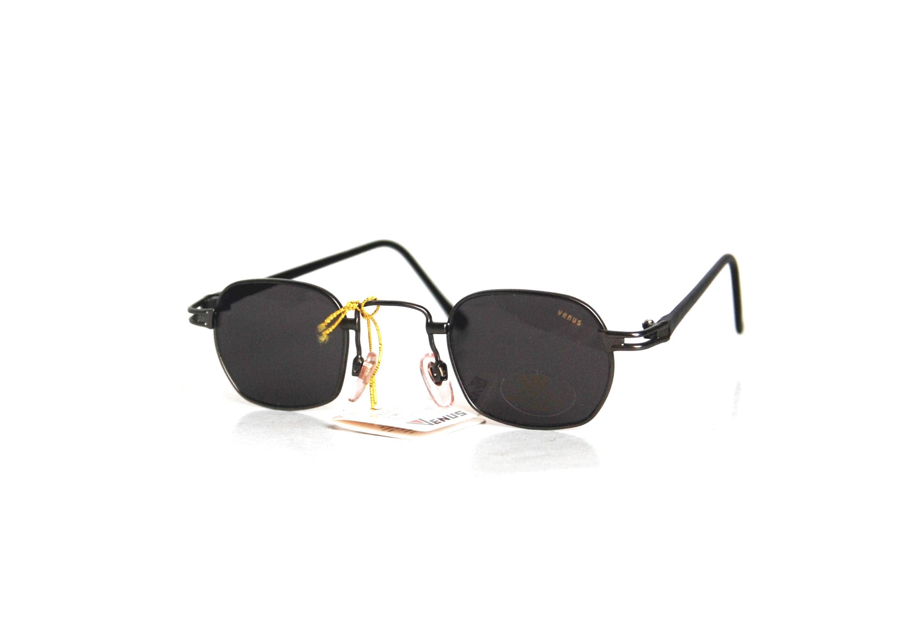 Vintage Black Oval Sunglasses | Minimal Metal Frame | 90s  display picture 2
