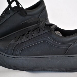 Total Black Platform Sneakers – Chunky Sole Minimal Streetwear Shoes size US 5 EU 36 UK 3 image 4