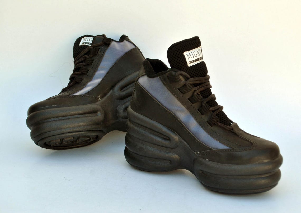Chunky Platform Sneakers Black | Y2K Cyber Goth Shoes | Futuristic Streetwear Trainers size eu 36 uk 3 us 5, foto 3 di 5