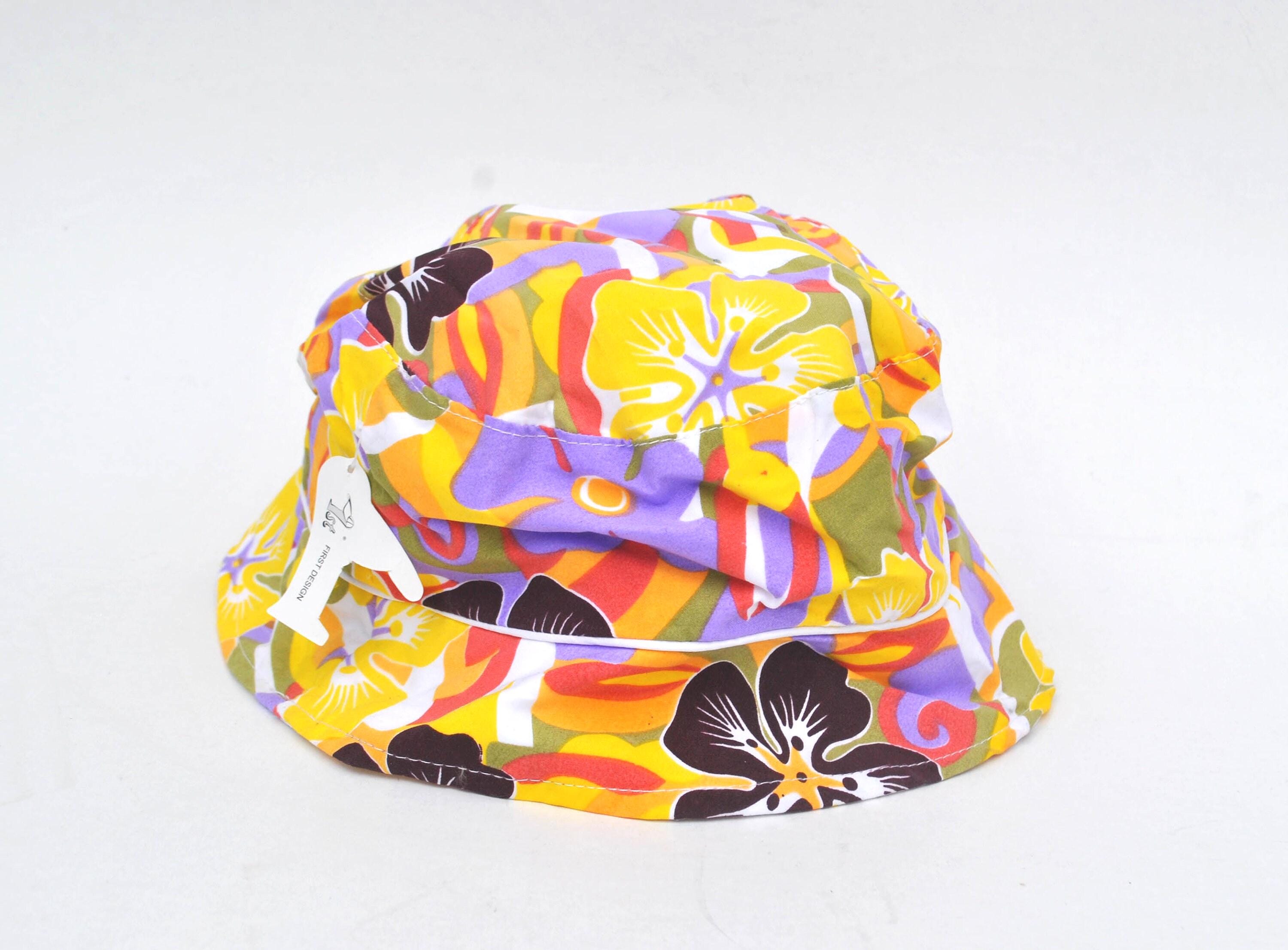 Vintage Sun Hat Made in Japan Psychedelic Floral Wide Brim Bucket Hat Multicolor Women main image 2