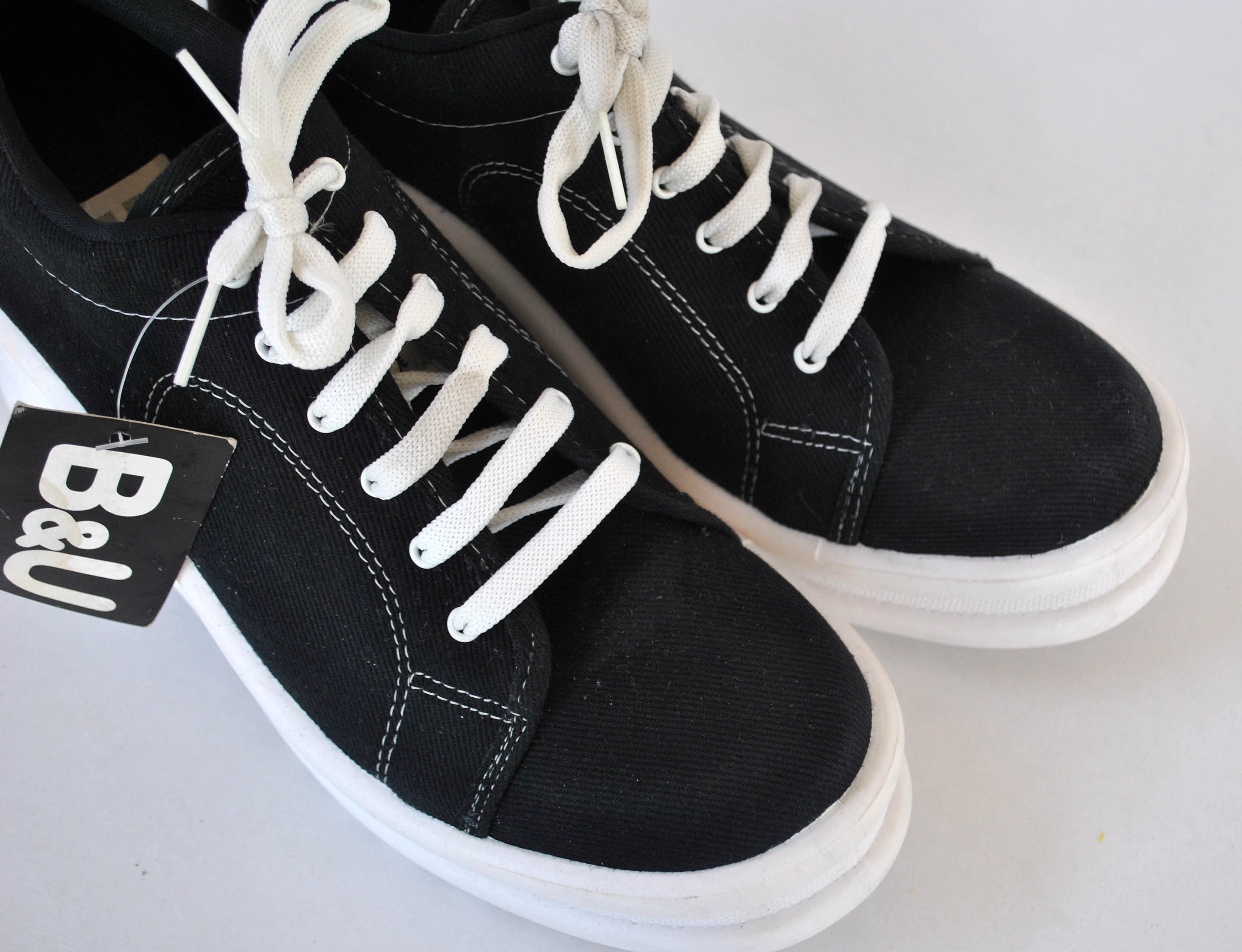 RARE Leizilei Calf Leather Sneakers Mens Size 12 Black White Platform Shoes Y2k‎ Black Platform Sneakers With White Sole – Y2K Chunky Shoes  main image 4
