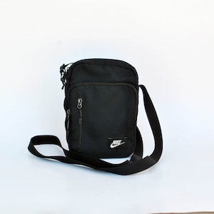 Sac à bandoulière noir unisexe en toile sac à bandoulière carré noir vintage rectangle petite taille en toile pour homme femme sac fourre-tout sac à main