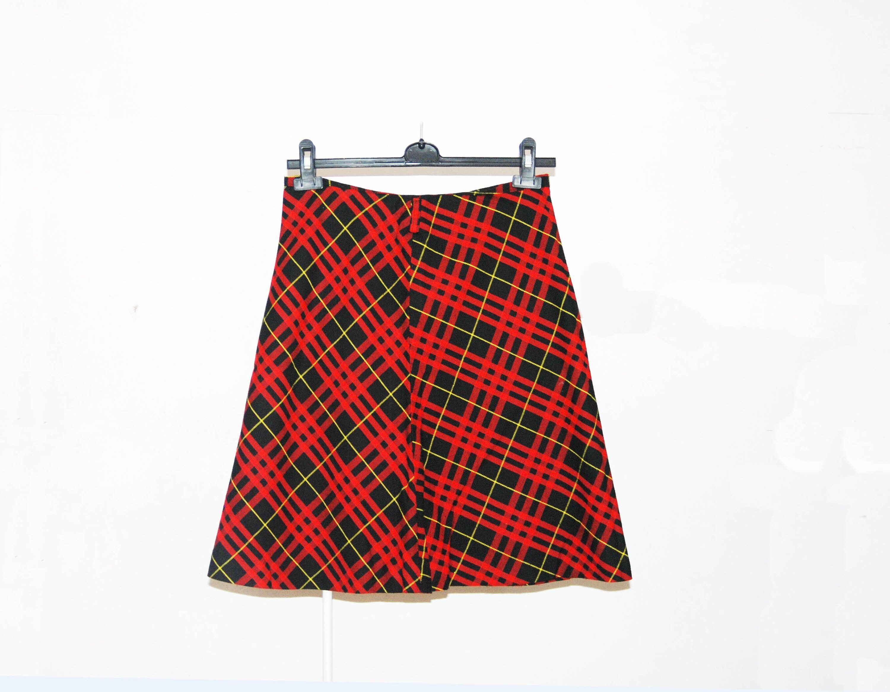 Women Check Plaid Tartan Skirt Kilt Mini Short Punk Casual Elastic Waist 