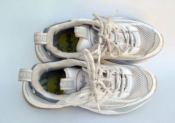 buffalo platform shoes chunky sneakers y2k gray w… - image 8