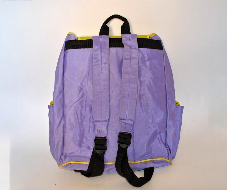 Purple Backpack 90s Retro Vintage Bag Yelloe Back Etsy