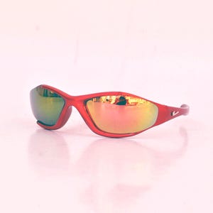 Red rave sunglasses matrix round sun glasses Rainbow gold lens vintage eye wear 90s round alien y2k club unisex sport cycling futuristic