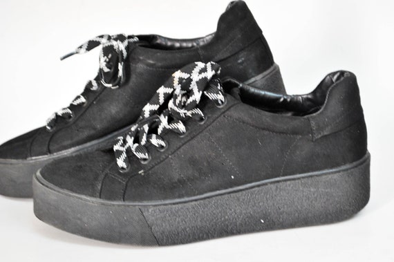 Platform Shoes Sneakers Womens Vintage Platform Chunky Sneakers Mens Suede Black Vintage High Tops Goth Rock Shoes Size Eu 38 Uk 5 Us 7 Etsy