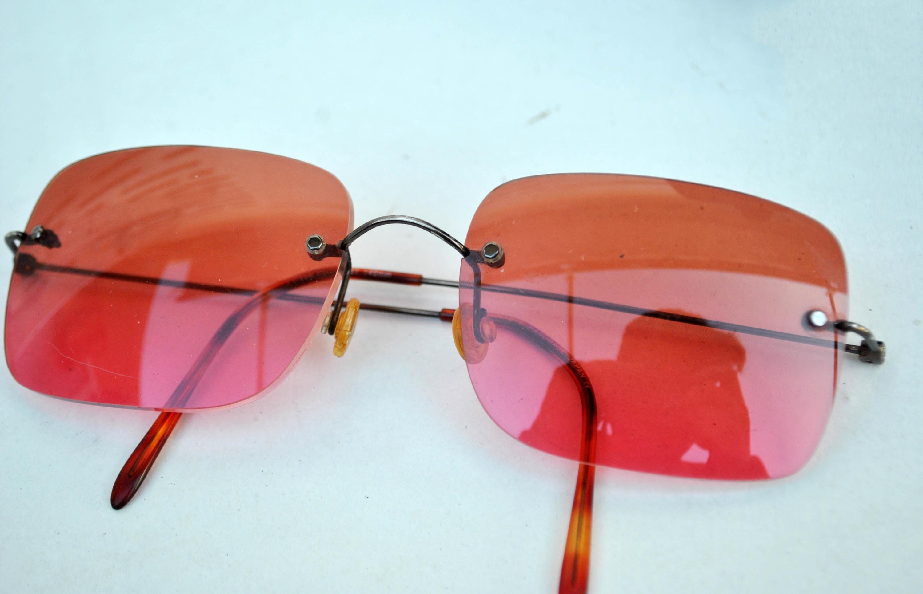 Rimless Red Sunglasses | Y2K Minimal Glasses | Vintage Style 